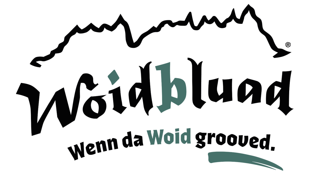 Woidbluad - Wenn da Woid grooved. Logo Woidbluad mit Claim: Wenn da Woid grooved.